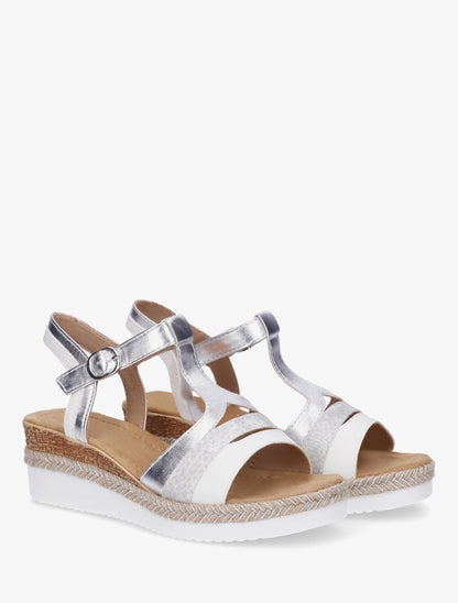 Sandales nacrées à bride en T fantaisie - Blanc - 4