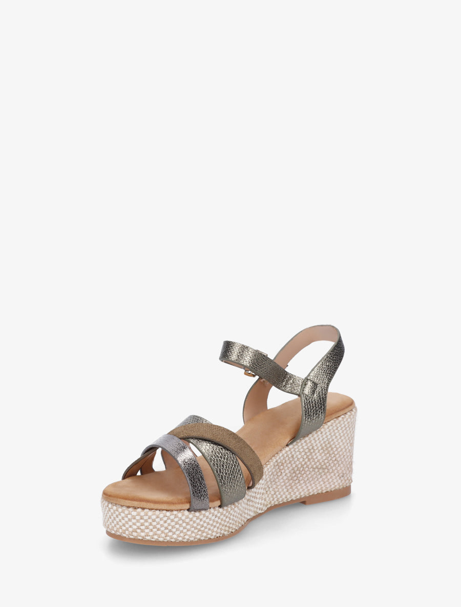 Sandales compensées effet python irisé - Kaki - 3
