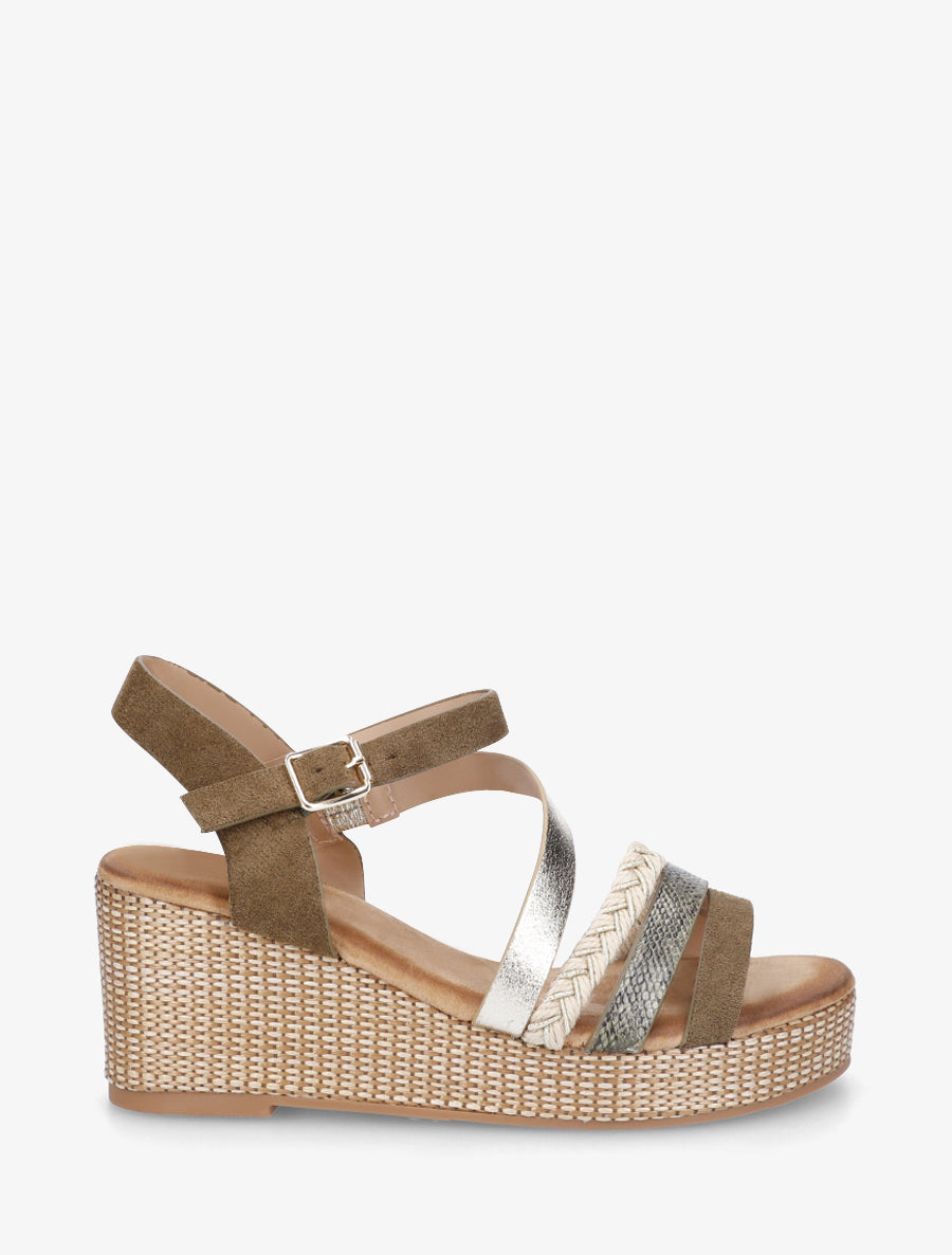 Sandales multibride fantaisie - Kaki - 1