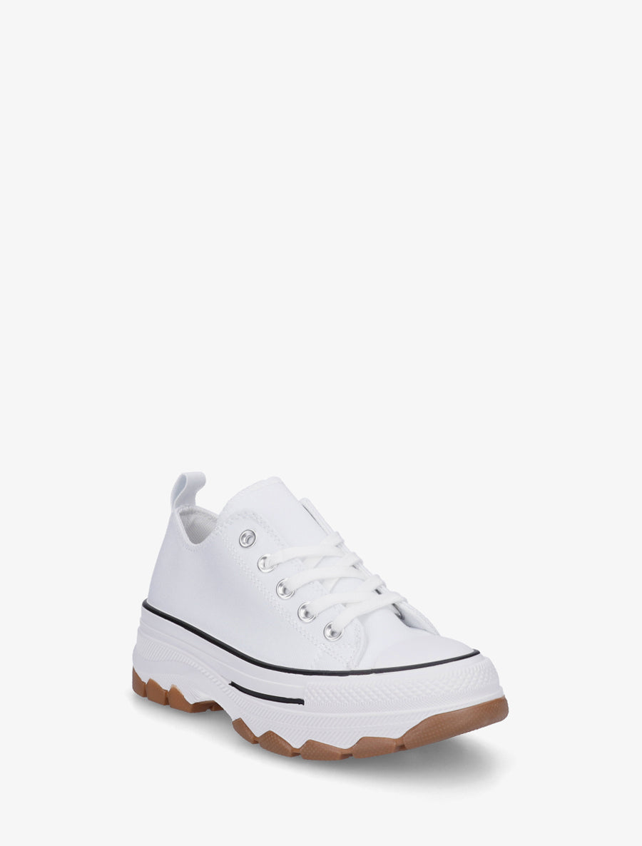 Baskets en tissu à semelle crantée - Blanc - 2