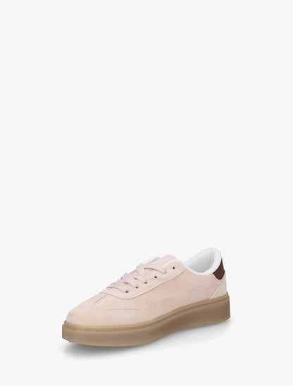 Sneakers en suédine à bandes contrastantes - Beige - 3