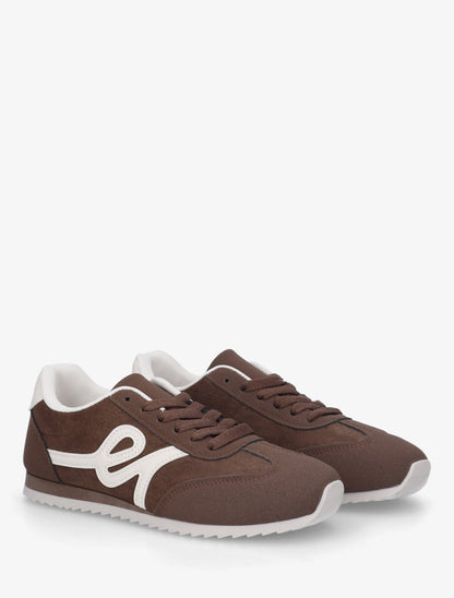 Sneakers en suédine à empiècement effet nubuck - Marron - 4