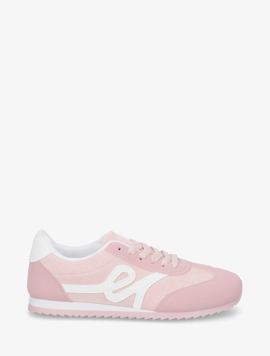 Sneakers en suédine à empiècement effet nubuck - Rose - 1
