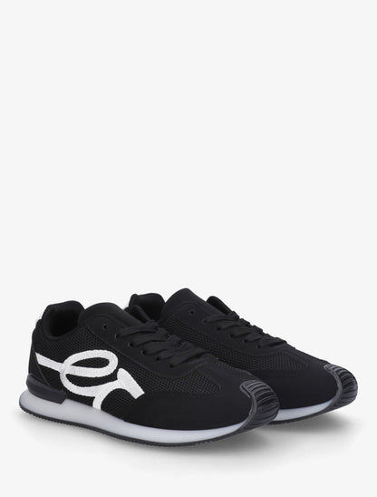 Baskets bimatière à broderie fantaisie - Noir - 4