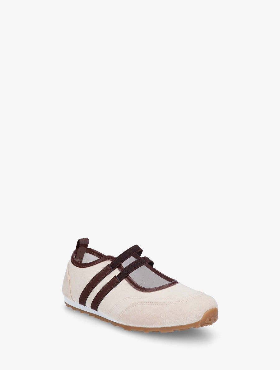 Ballerines en suédine à bandes - Beige - 2