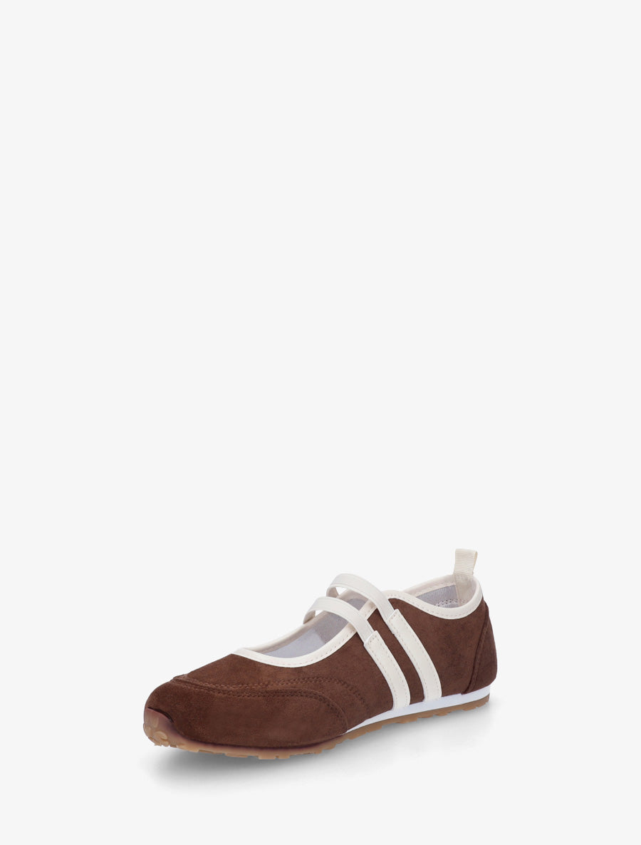 Ballerines en suédine à bandes - Marron - 3