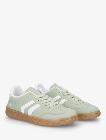 Baskets en suédine à bandes contrastantes - Vert amande - 4