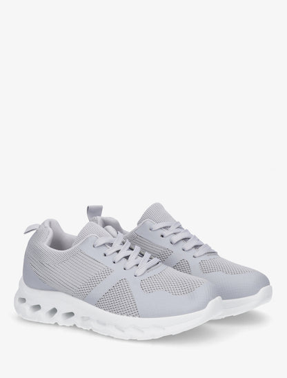 Baskets en tissu à semelle ajourée - Gris clair - 4