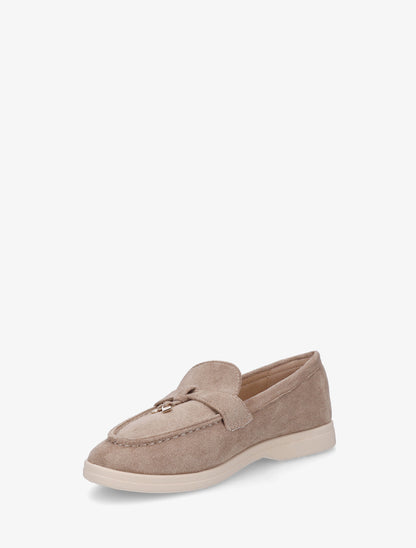 Mocassins en suédine à boucle décorative - Taupe - 3