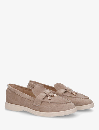Mocassins en suédine à boucle décorative - Taupe - 4