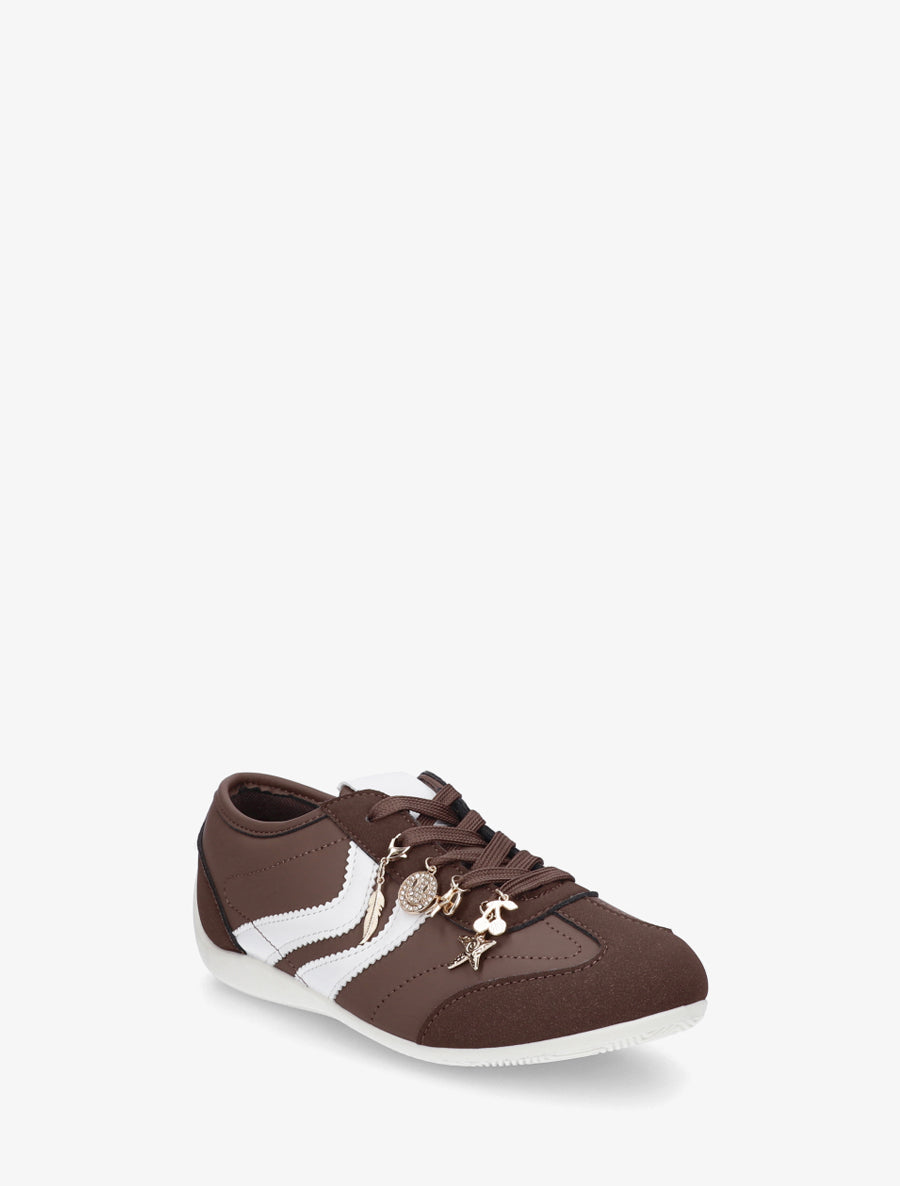 Sneakers à empiècement bijoux dépareillés - Marron - 2