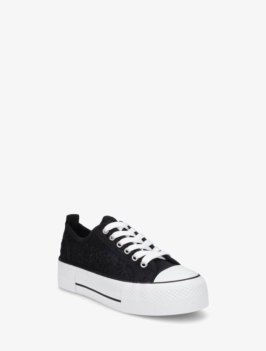 Sneakers à plateforme et sequins - Noir - 2