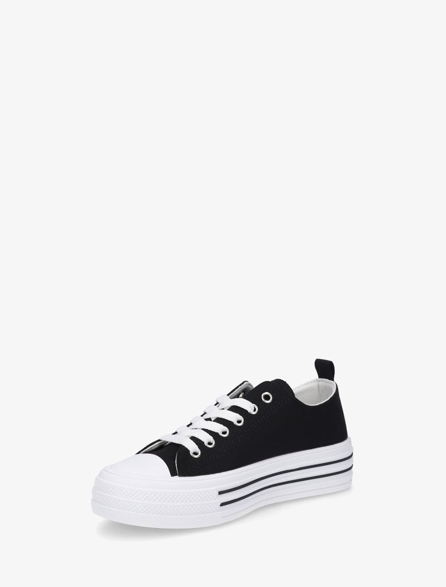 Tennis en tissu à semelle en gomme - Noir - 3