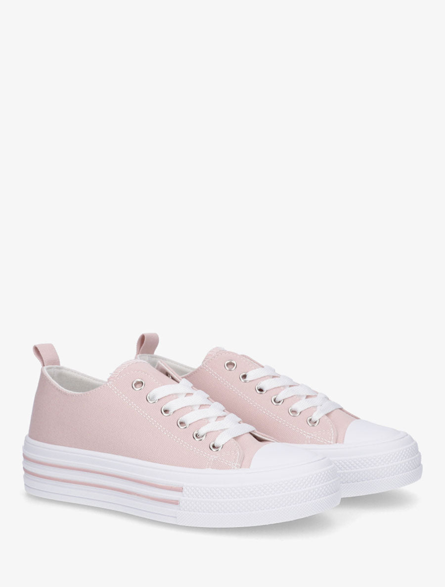 Tennis en tissu à semelle en gomme - Rose - 4