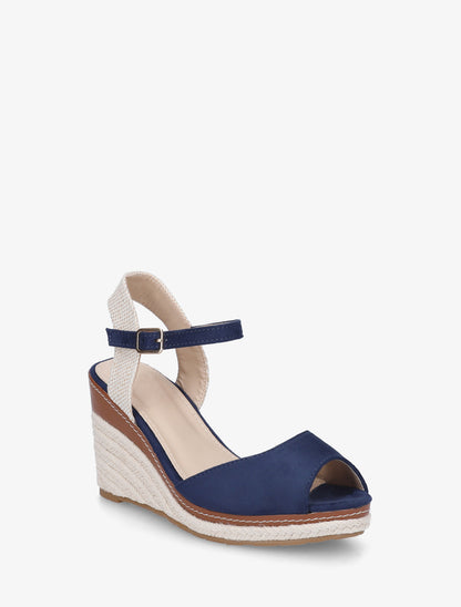 Sandales compensées style espadrille - Marine - 2