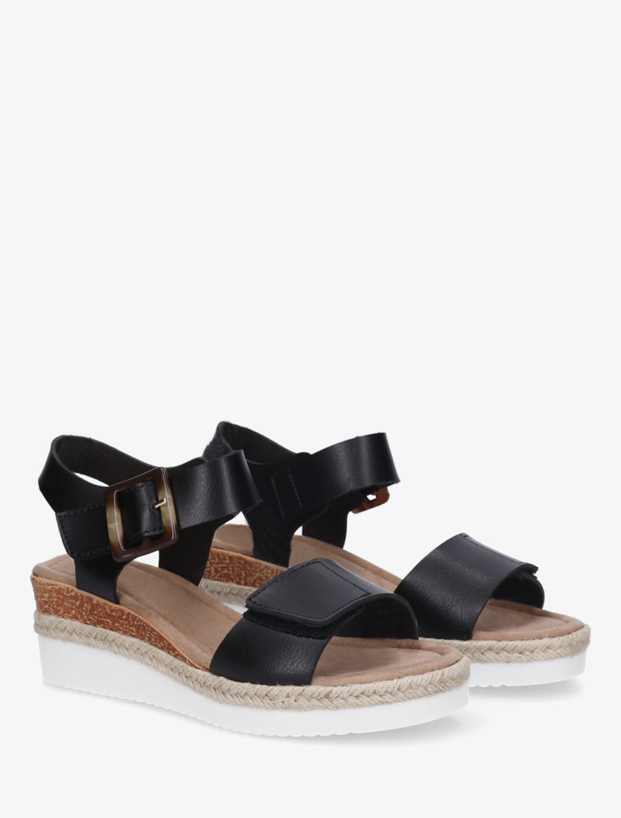 Sandales à scratch en simili - Noir - 4