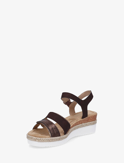 Sandales compensées bride fantaisie irisée - Marron - 3