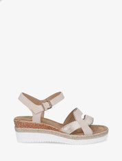 Sandales compensées bride fantaisie irisée - Beige - 1