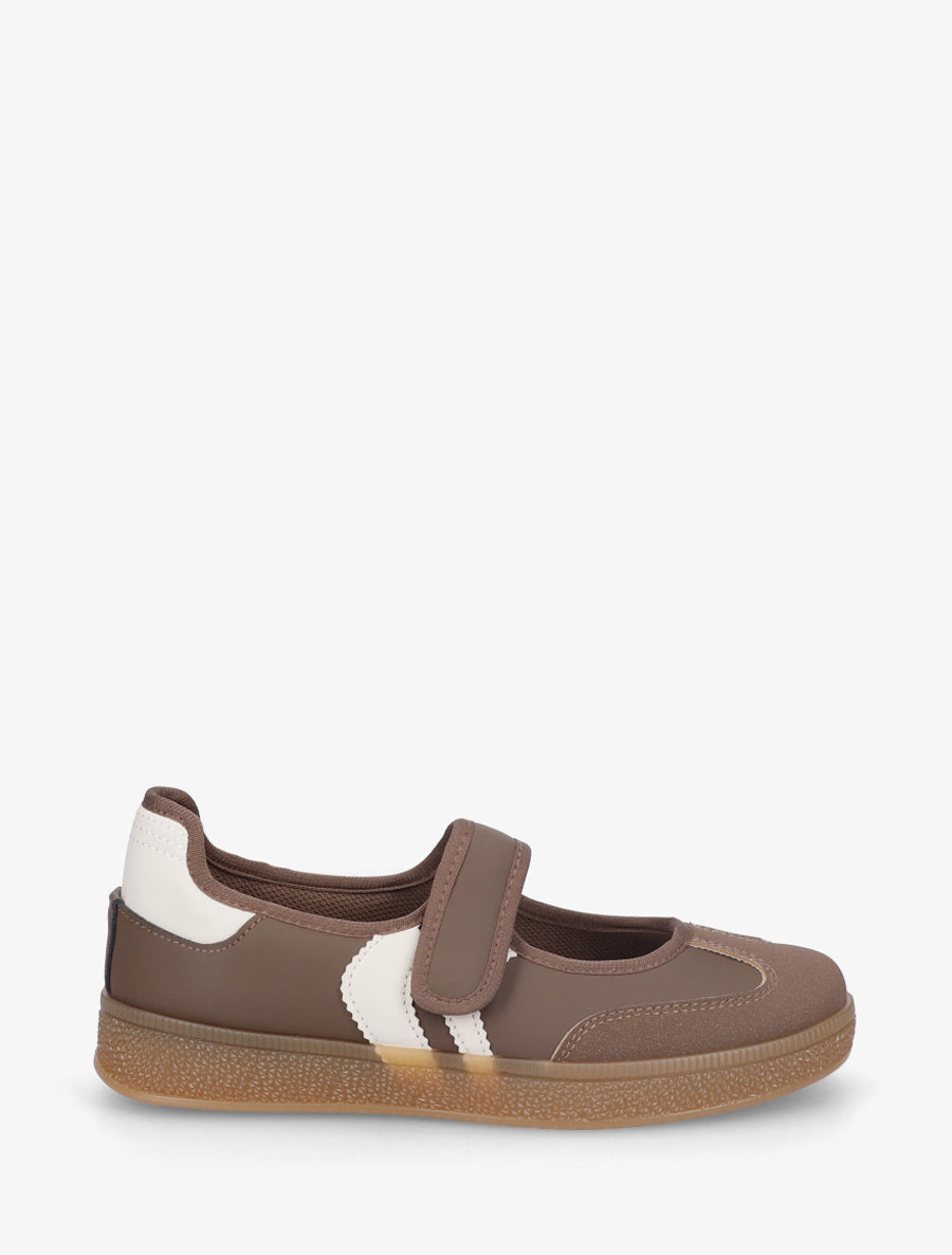 Ballerines style sneakers à scratch - Marron - 1