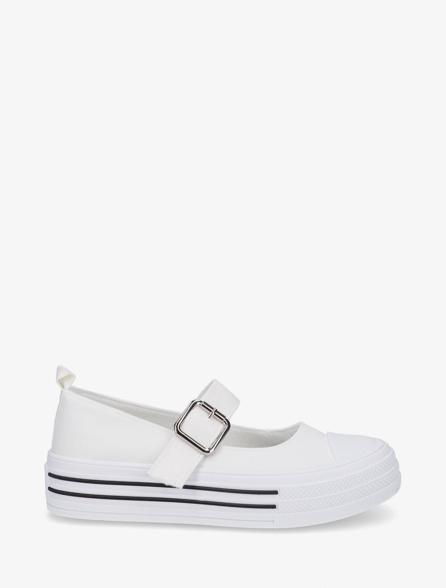 Ballerines style baskets à scratch - Blanc - 1