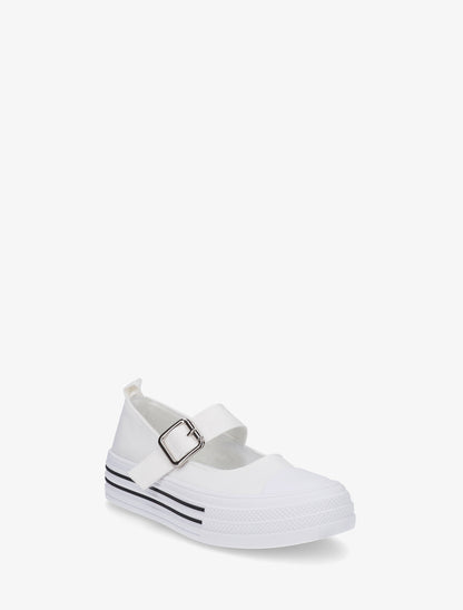 Ballerines style baskets à scratch - Blanc - 2