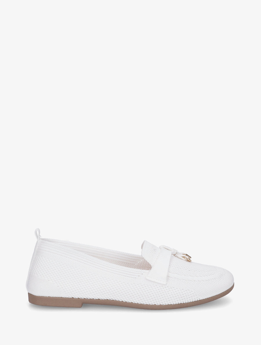 Mocassins en tissu à bijoux - Blanc - 1