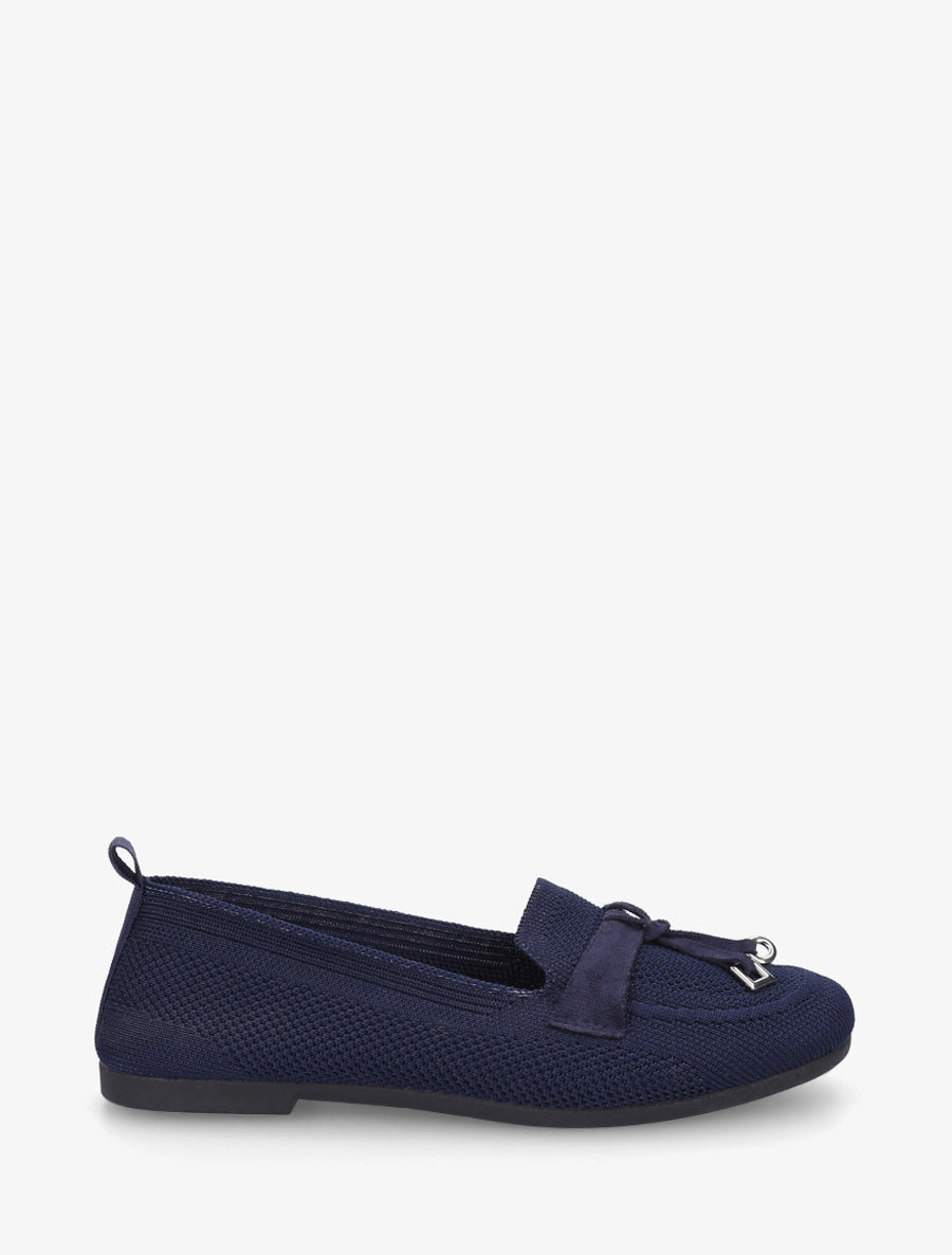 Mocassins en tissu à bijoux - Marine - 1