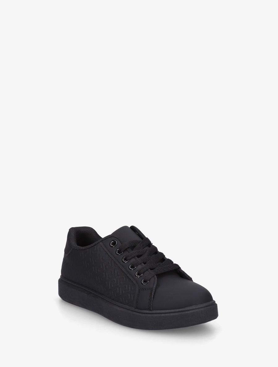 Sneakers plates en simili cuir - Noir