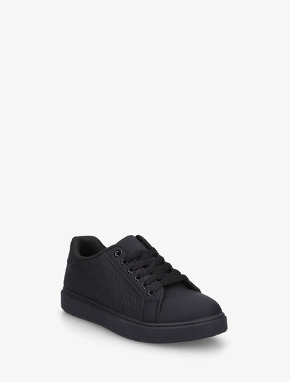 Sneakers plates en simili cuir - Noir