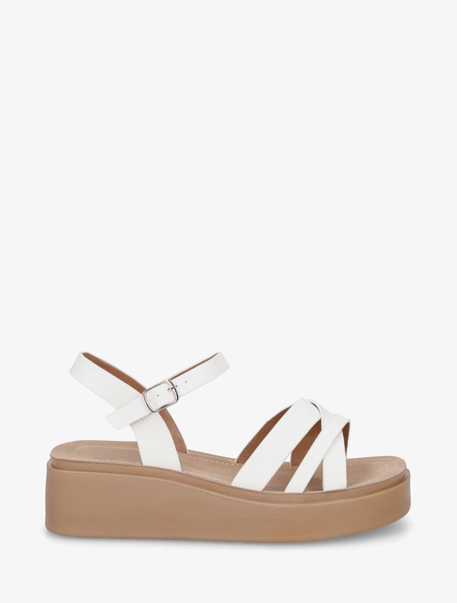 Sandales compensées brides croisées - Blanc