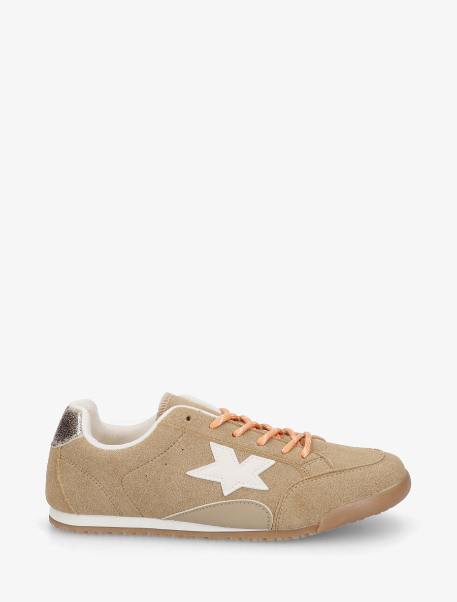 Sneakers en suédine avec étoile - Camel