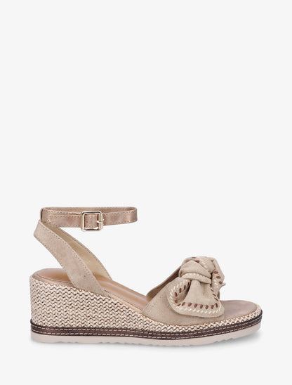 Sandales compensées à noeud - Taupe - 1