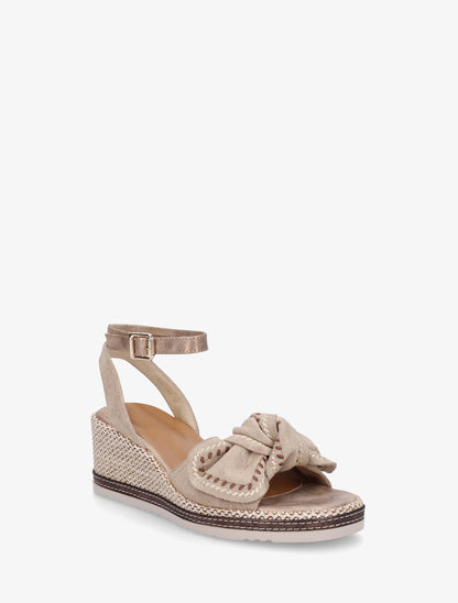 Sandales compensées à noeud - Taupe - 2
