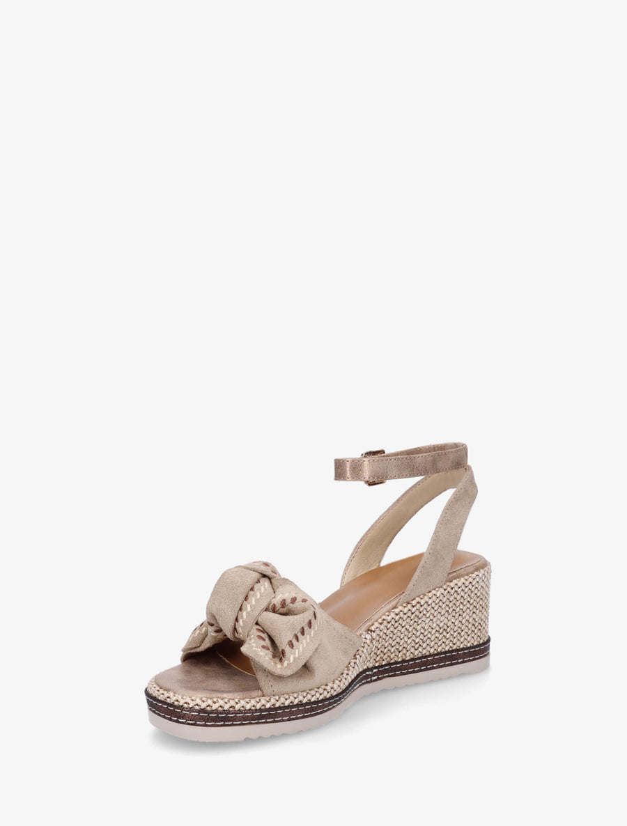 Sandales compensées à noeud - Taupe - 3