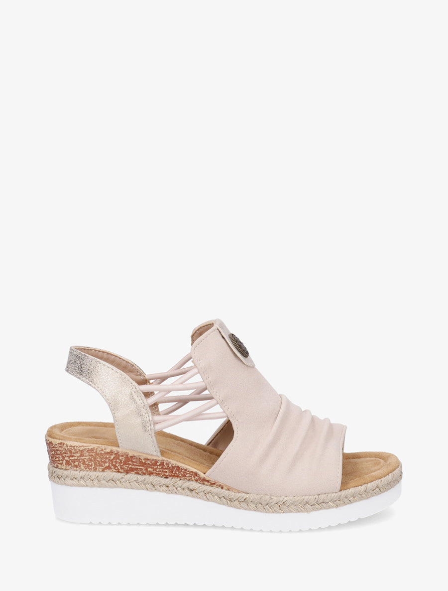 Sandales compensées à médaille rosace - Beige - 1