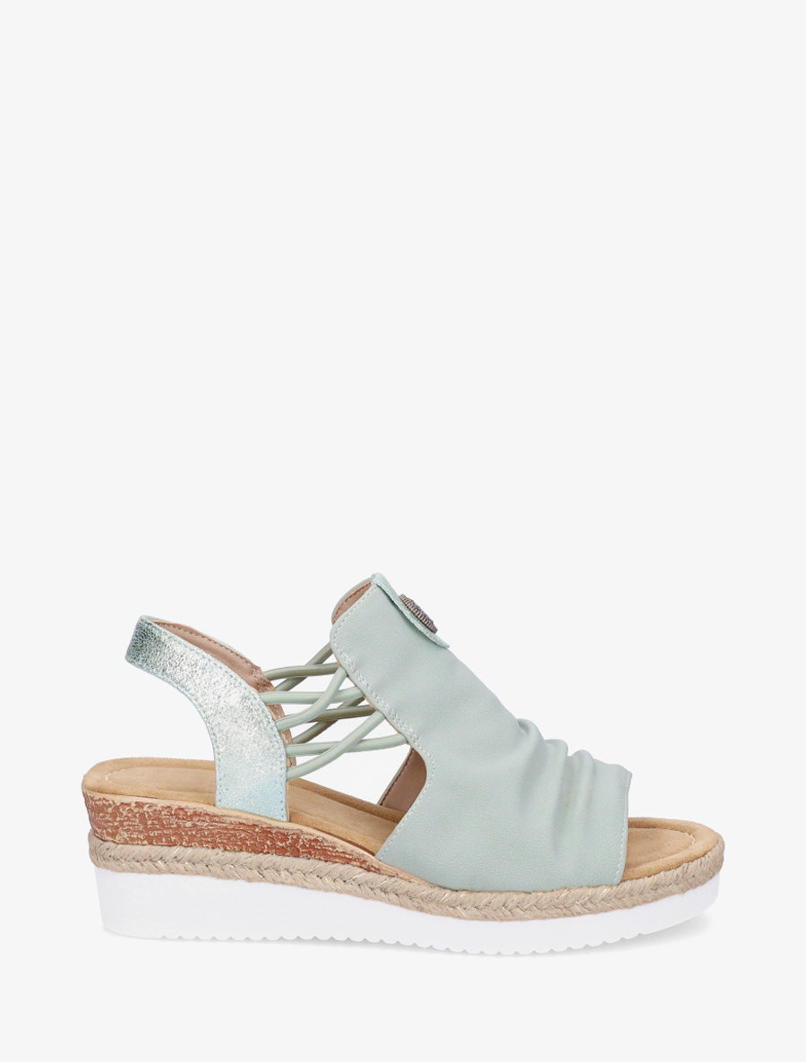 Sandales compensées à médaille rosace - Vert amande - 1