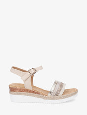 Sandales compensées à bride dépareillées - Beige - 1