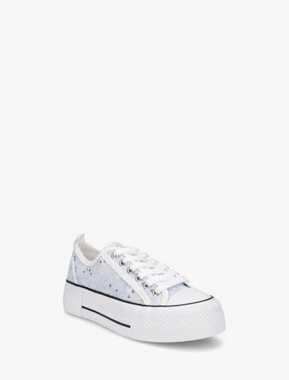 Sneakers à plateforme et sequins - Bleu - 2