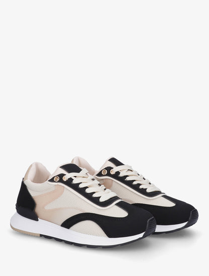 Baskets à bandes stylisées et empiècement effet nubuck - Noir - 4