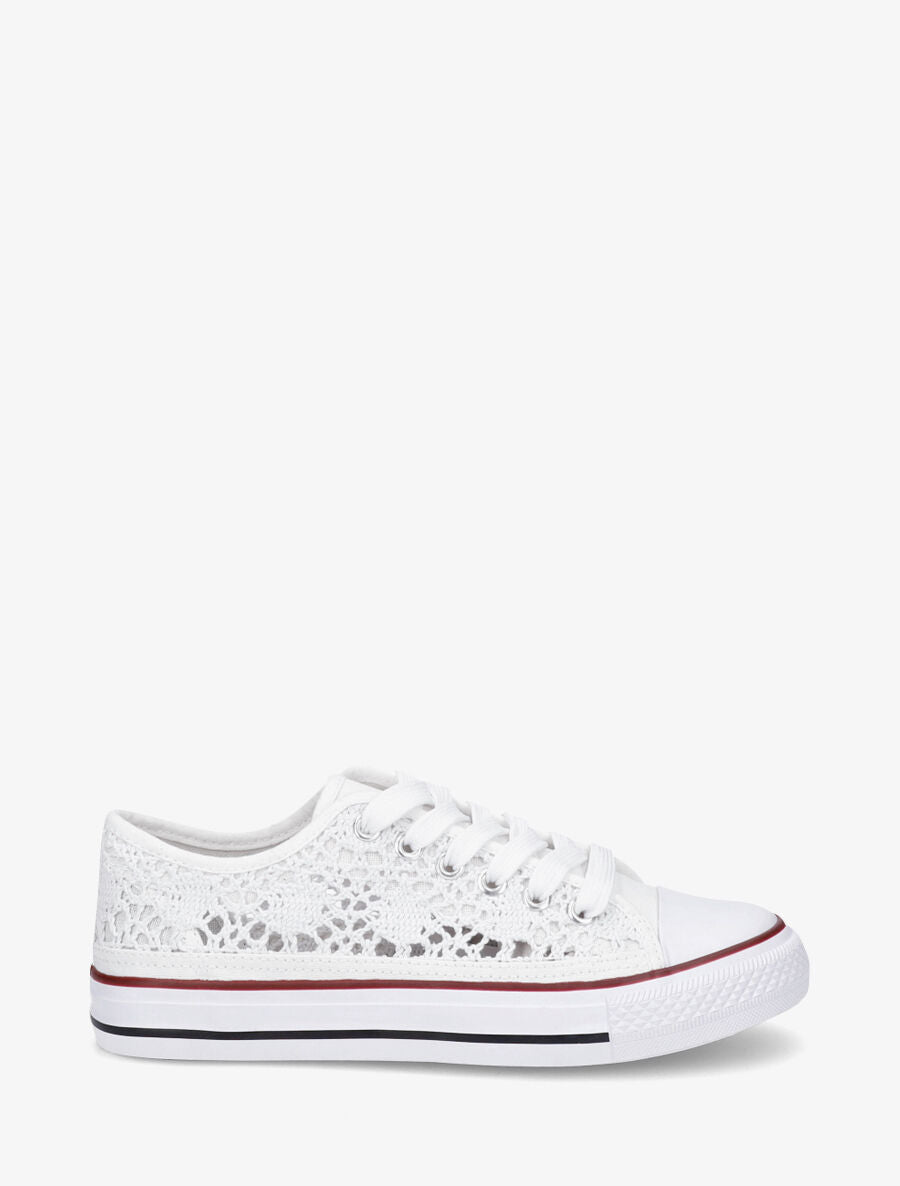 Tennis basses en dentelle - Blanc - 1