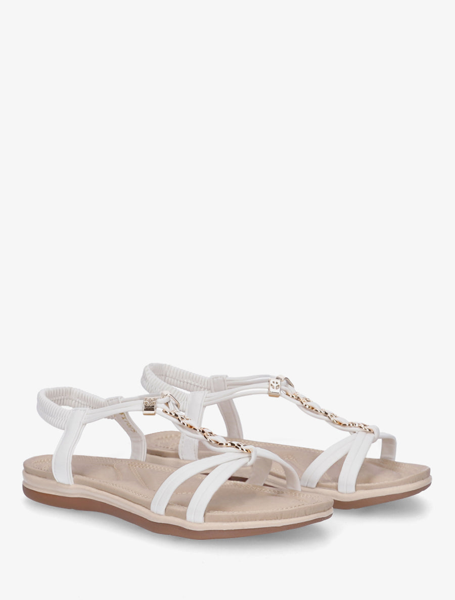Nu-pieds à empiècement bijoux - Blanc - 4