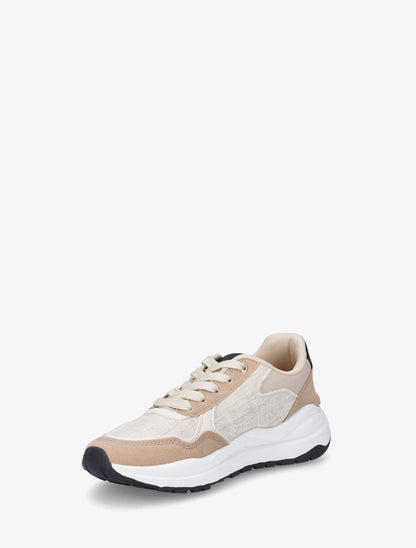 Baskets en simili à empiècement en tissu - Noir - 3