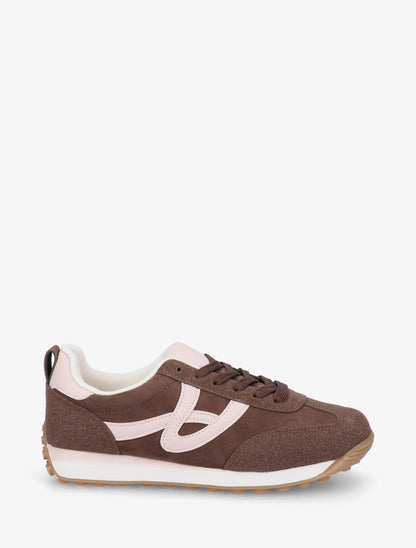 Sneakers en suédine à détails contrastants - Marron - 1