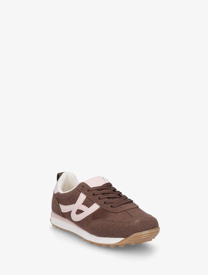 Sneakers en suédine à détails contrastants - Marron - 2