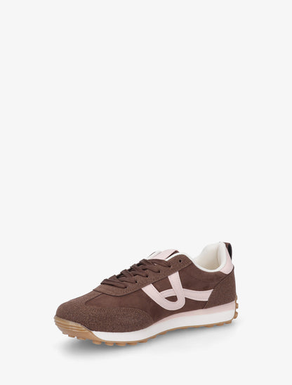 Sneakers en suédine à détails contrastants - Marron - 3