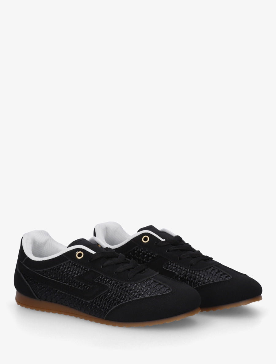 Baskets en simili effet tressé - Noir - 4