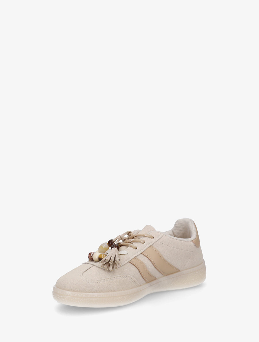 Baskets en suédine à perles - Beige - 3
