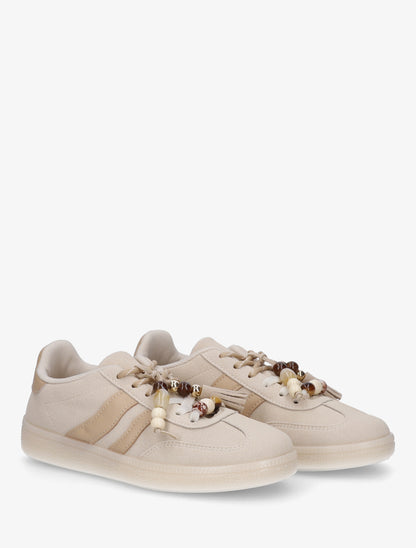 Baskets en suédine à perles - Beige - 4
