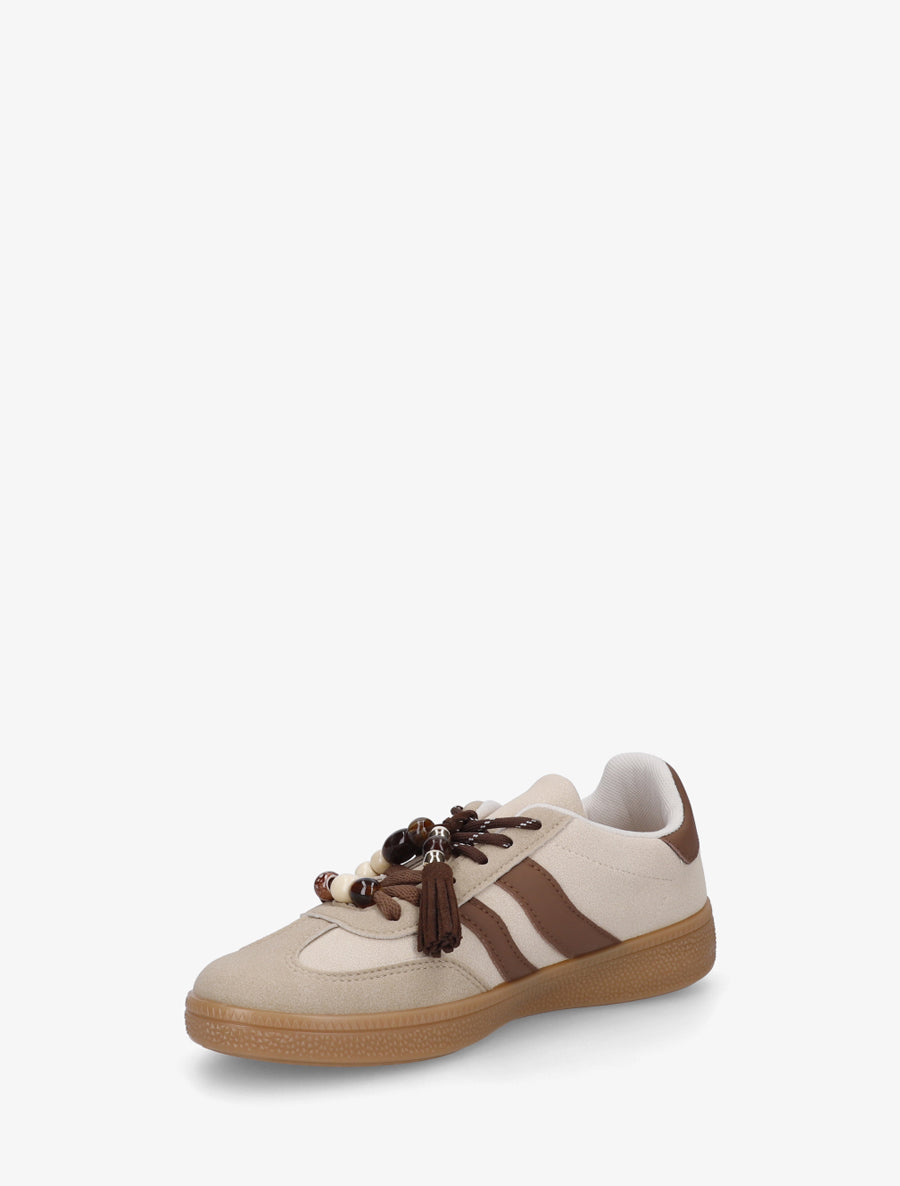 Baskets en suédine à perles - Taupe - 3