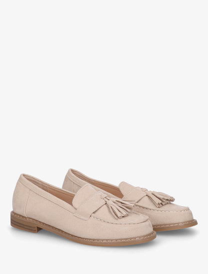 Mocassins en suédine à pampilles - Beige - 4